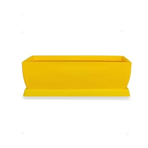 Vaso De Planta Floreira De Polietileno 80X30 + Prato Amarelo