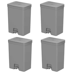4x Lixeira de Banheiro com Pedal 12 Litros OU Trium Cinza