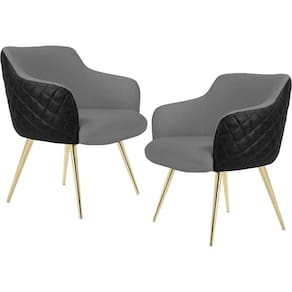 Kit 02 Poltronas D`Ouro Linho Cinza C-416 Corano Preto