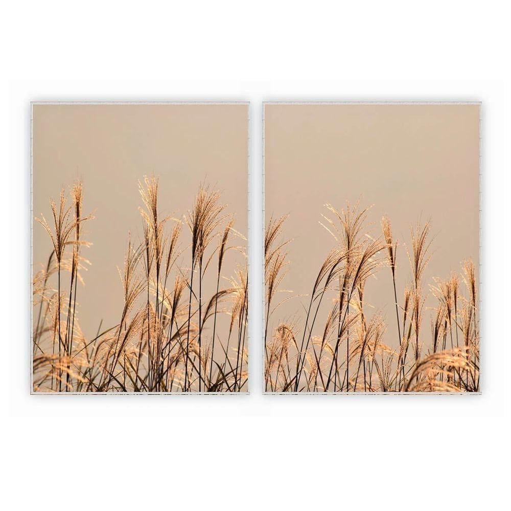 Kit Com 2 Quadros Decorativos Florais Com Moldura Para Sala Quarto Escritório 92x1222 Floral 024