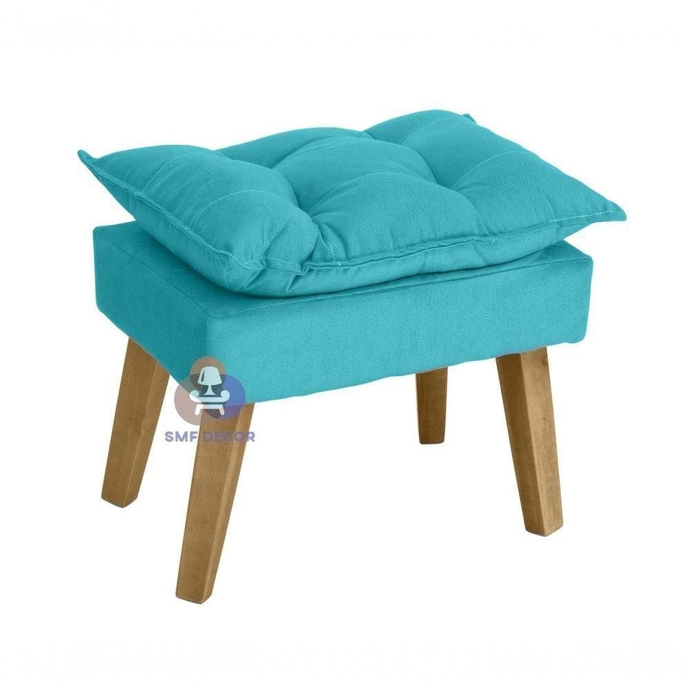 Puff Banqueta Opala Suede Azul Turquesa