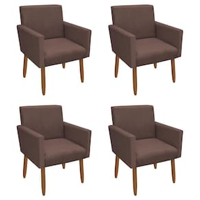 Kit 4 Poltronas Decorativa Nina Veludo Marrom