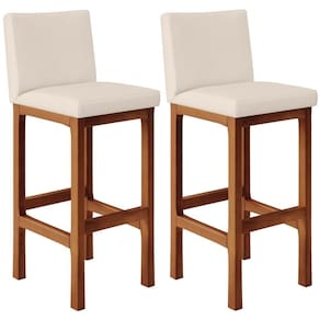 Kit 02 Banquetas Altas Cozinha Alya L02 Suede Bege