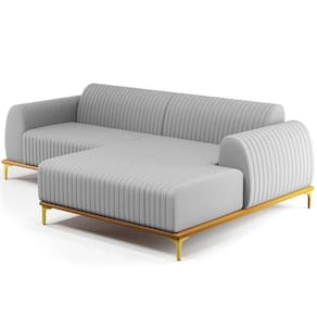 Sofá 3 Lugares Com Chaise De Estar Molino 245cm Cinza D-315