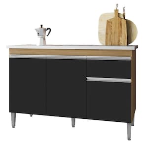 Balcão de Pia Tatiane 120 cm Amendoa Preto - AJL