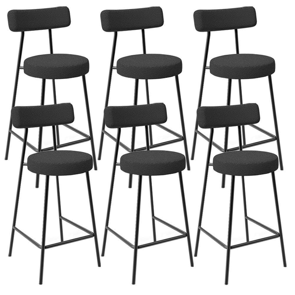 Kit 06 Banquetas Baixa Para Cozinha Sala De Jantar Bancada Milão L02 Bouclê Preto - Lyam Decor