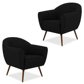 Kit 02 Poltronas Com Pés Palito Nina D02 Corano Preto C-05