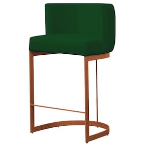 Banqueta Estofada Emily Base Bronze Veludo Verde - Montanaris Decor