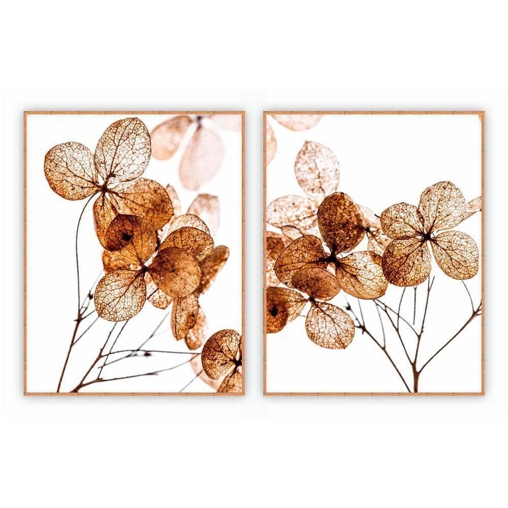 Kit Com 2 Quadros Decorativos Florais Com Moldura Para Sala Quarto Escritório 52x67 Floral 007
