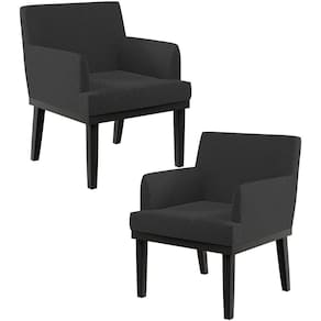Kit 02 Poltronas Decorativas Sala De Estar Base Preto Beatriz W01 Bouclê Preto