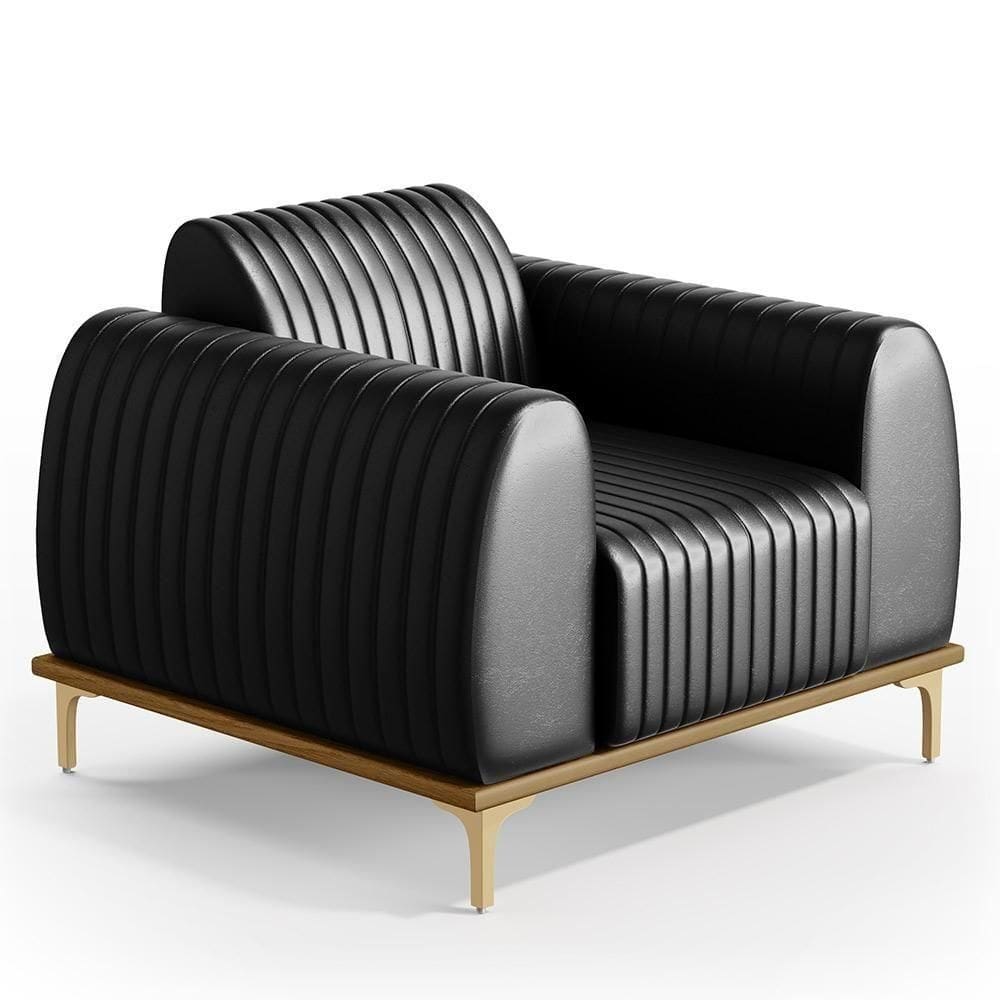 Poltrona Pés Metalizado D`Ouro Molino D02 Corano Preto B-159