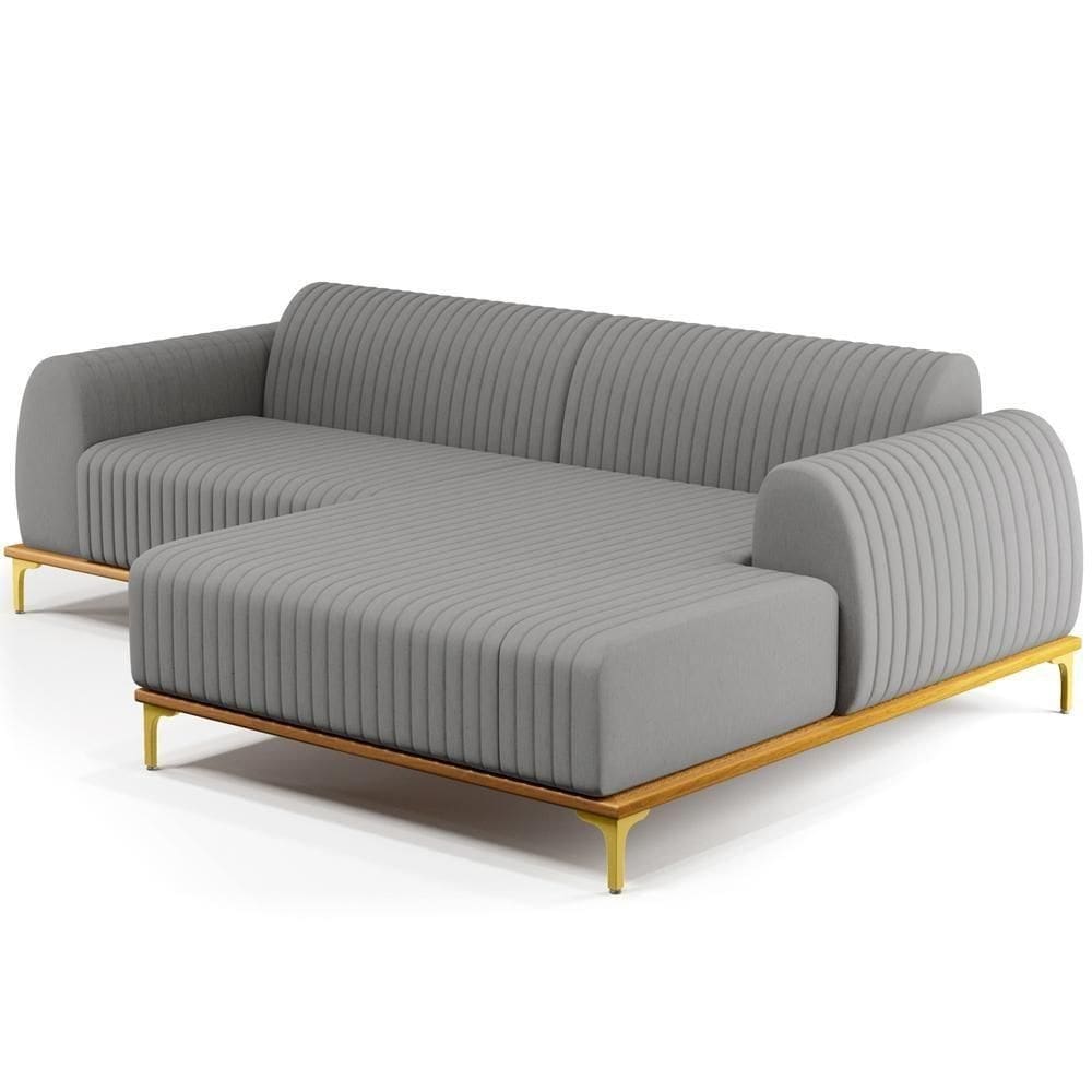 Sofá 3 Lugares Com Chaise Molino 230cm Cinza Escuro C-416
