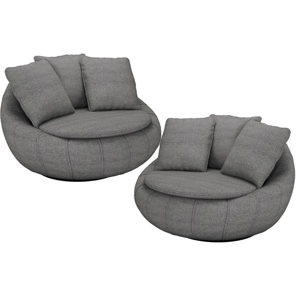 Kit 02 Poltronas Giratória Kira M03 Linho Cinza