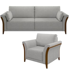 Kit Sofá 3 Lugares 222 Com Poltrona M03 Linho Cinza