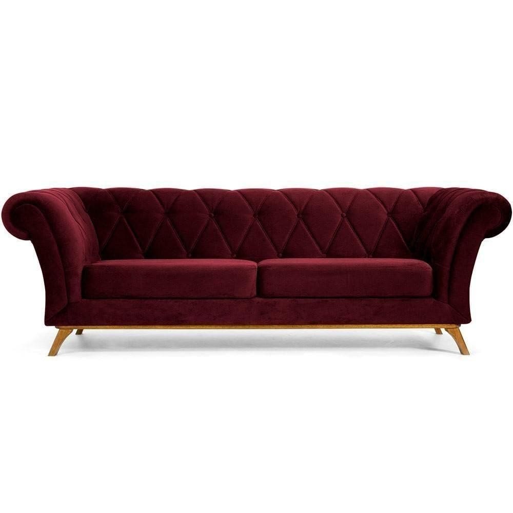 Sofá 4 Lugares Império 300 Cm Veludo Marsala C-278