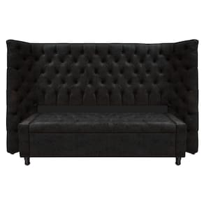 Kit Cabeceira e Calçadeira Baú Queen Everest P02 160cm Para Cama Box Suede Preto