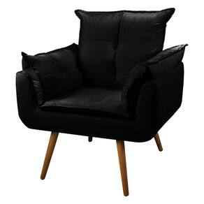 Poltrona Cadeira Fibra Siliconada Opala Suede Preto
