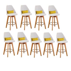 Kit 09 Banquetas Bege Claro E Almofada Suede Amarelo