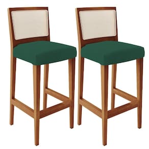 Kit 02 Banquetas Alta Cozinha Zion L02 Suede Verde Musgo