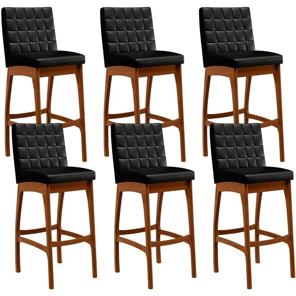 Kit 06 Banquetas Altas Mila Preto