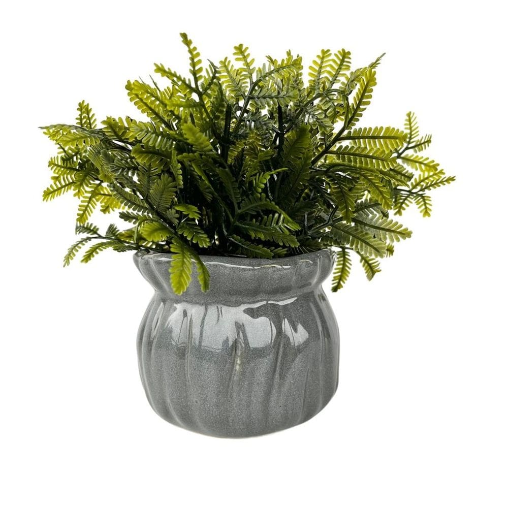 Vaso cachepô decorativo enfeite de mesa cinza em cerâmica