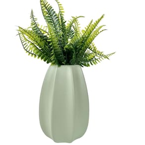 Vaso centro de mesa verde menta moderno trabalhado c/ planta