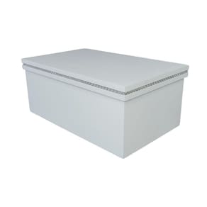 Caixa Personalizada Para Duas Canecas Deitadas Com Strass (25x15x10,5) Branco