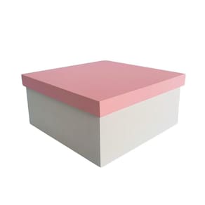 Caixa 100% Mdf (19x19x09) Rosa/branco