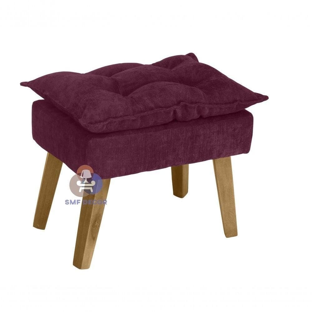 Puff Banqueta Opala Suede Bordô