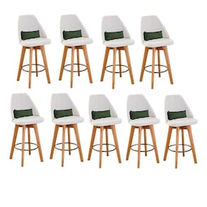 Kit 09 Banquetas Bege Claro E Almofada Suede Verde Musgo