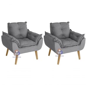 Kit 02 Poltrona Decorativa Opala Cinza Smf Decor