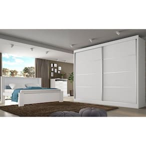 Roupeiro Verona Plus 2 Portas E 4 Gavetas Branco Acetinado