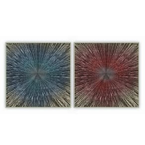 Kit Com 2 Quadros Decorativos Abstratos Com Moldura Para Sala Quarto Escritório 62x62 Abstrato 008