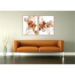 Kit Com 2 Quadros Decorativos Florais Com Moldura Para Sala Quarto Escritório 72x92 Floral 007