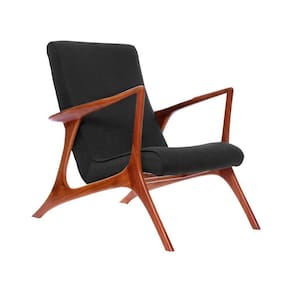 Poltrona Decorativa Vk Anos 50 Tecido Linho Preto Cor Preto