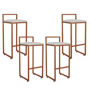 Kit 04 Banquetas Alta Hanna Bronze Linho Cinza