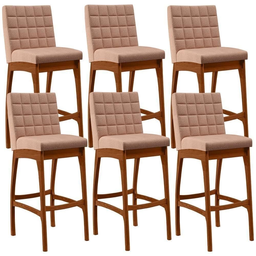 Kit 06 Banquetas Altas Mila Linho Rosê