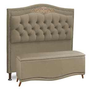 Cabeceira E Calçadeira Baú Box Casal Queen Size 160cm Areia
