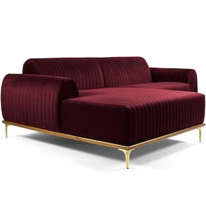 Sofá 4 Lugares Com Chaise Molino 265cm Veludo Marsala C-278