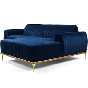 Sofá 5 Lugares Com Chaise Molino 300 Cm Azul Oxford C-304