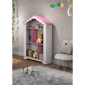 Estante Princesa Com Nichos E Prateleiras Branco rosa