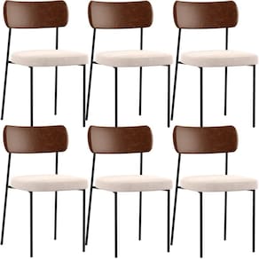 Kit 06 Cadeiras Sala De Jantar L02 Marrom Suede Bege