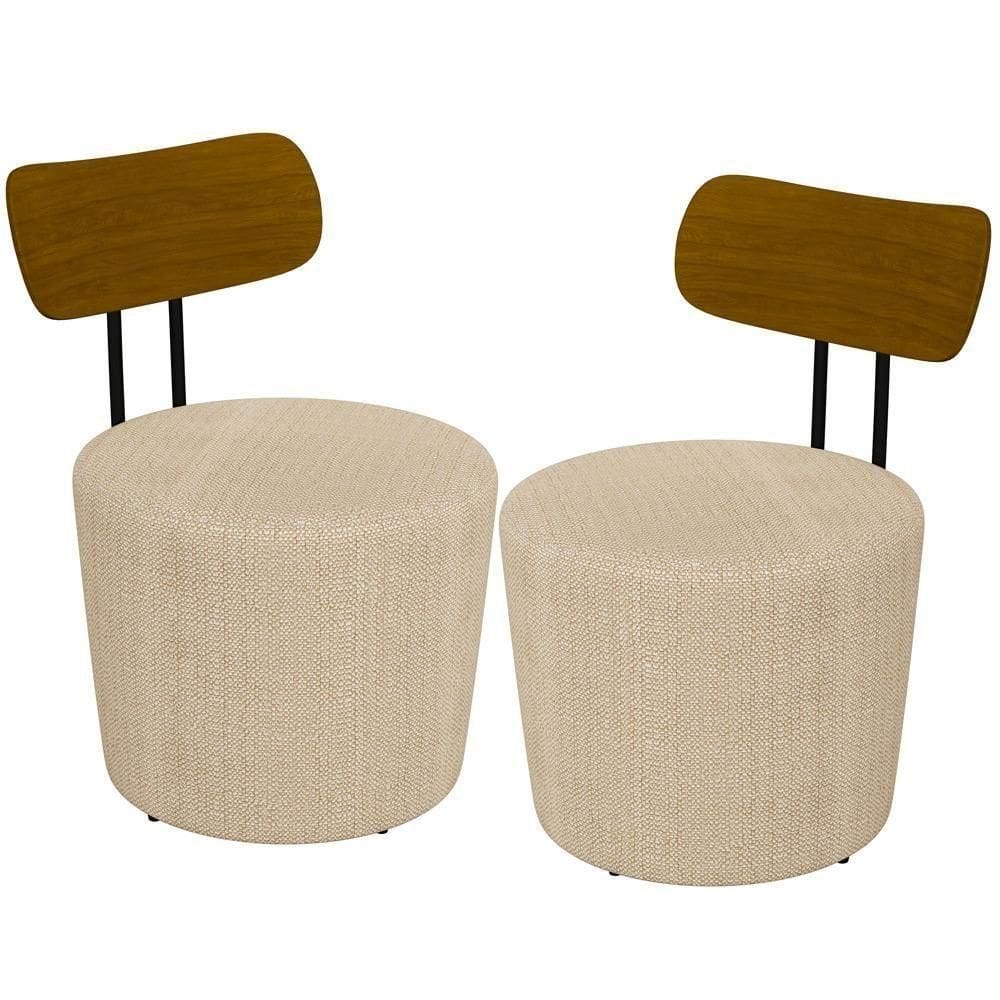 Kit 02 Poltronas Para Sala De Estar Base Fixa Luara M03 Bege