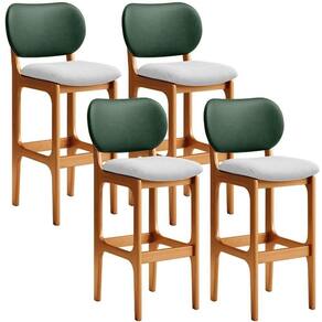 Kit 4 Banquetas Alta Betta Imbuia Facto Verde Linho Cinza