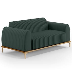 Sofá 3 Lugares Molino 210 Cm Pés D`ouro Verde Musgo C-117