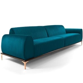 Sofá 3 Lugares Molino 210 Cm Veludo Azul Turquesa C-66