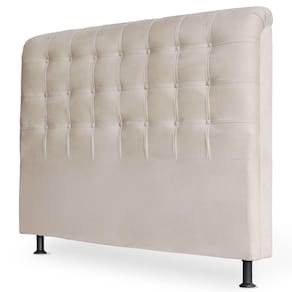 Cabeceira Estofada Box Casal King Louise 195cm Suede Marfim