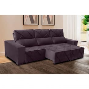 Sofá Retrátil E Reclinável 290 Cm Montreal Veludo Tabaco
