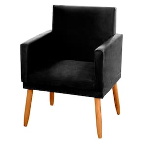 Poltrona Decorativa Lauren Pés Palito Suede Preto