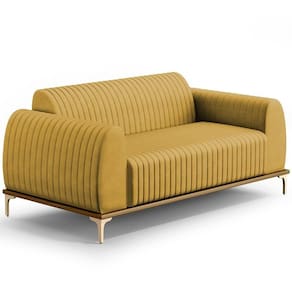 Sofá 3 Lugares Molino 180 Cm Pés D`ouro Mostarda C-260